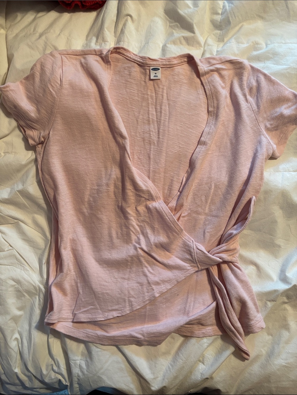Old Navy Pale Pink Wrap Tie Short Sleeve Top